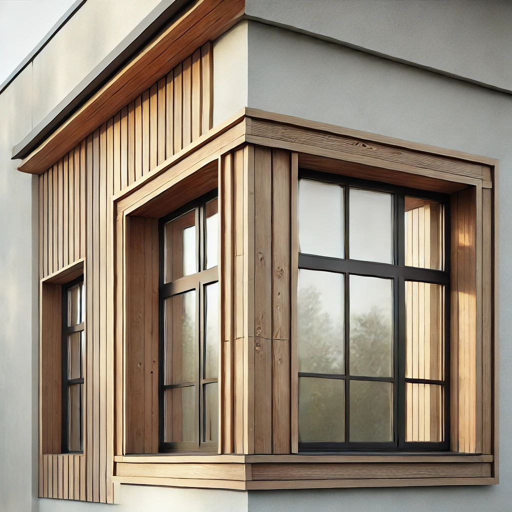 exterior window trim molding ideas in rustic wood trim
