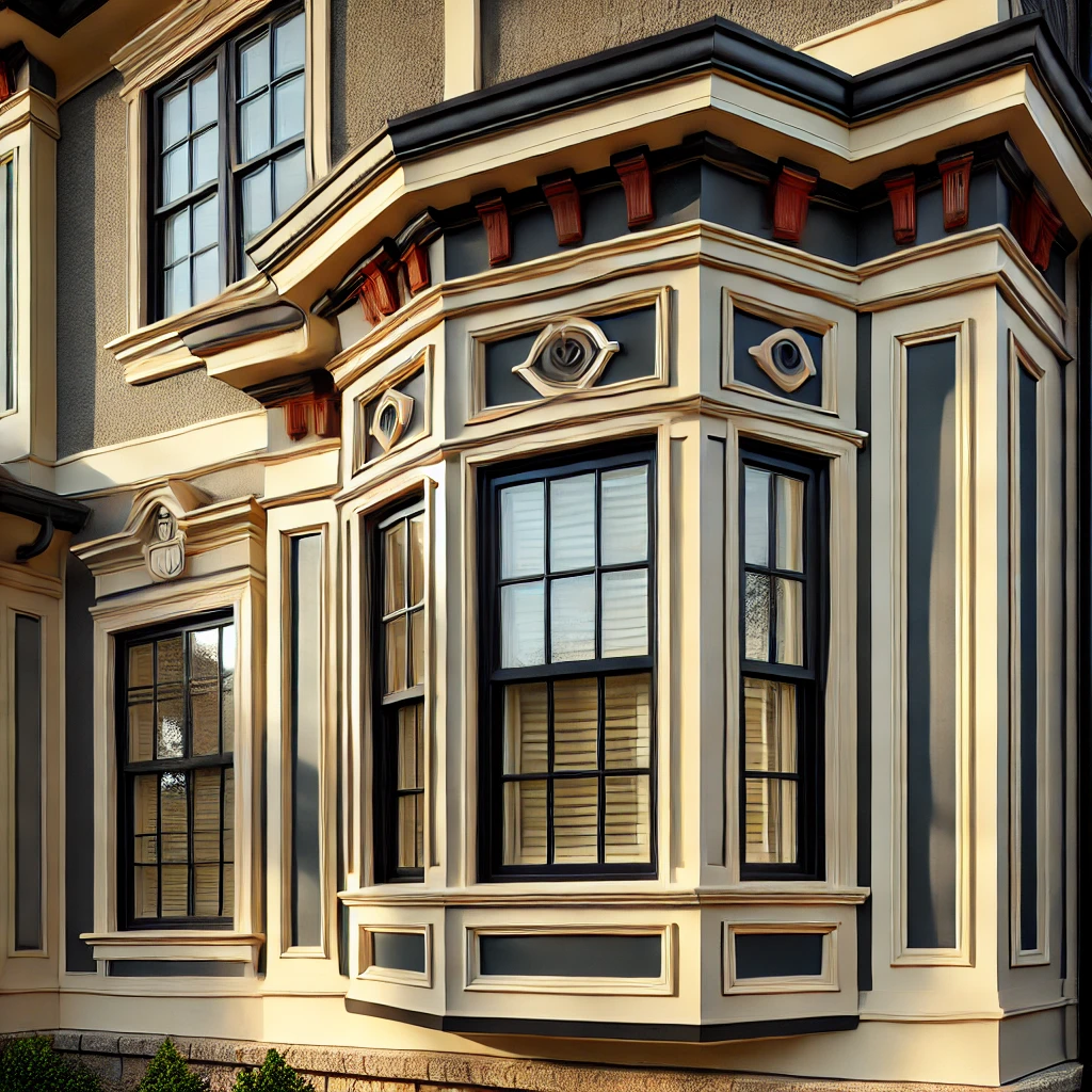 exterior window trim molding ideas in contrasting colors 